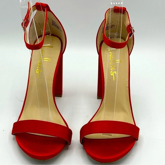 Lulus Shoes - Lulu’s Taylor Satin Chunky Heels Red Size 6